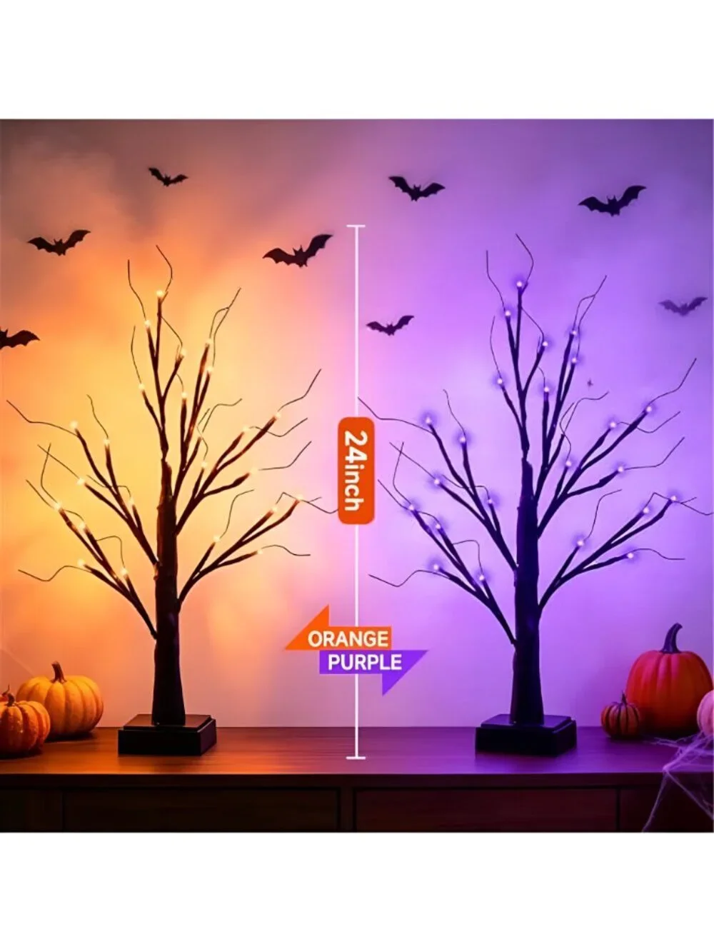 Halloween Decorations 2 Pack 24 Inch Color-Changing Halloween Tree